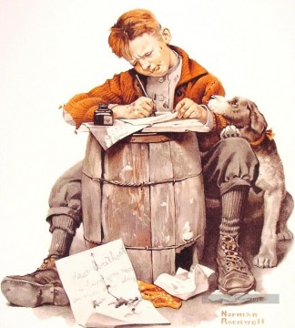 ノーマン・ロックウェル Painting - 手紙を書く少年 1920 年 ノーマン ロックウェル